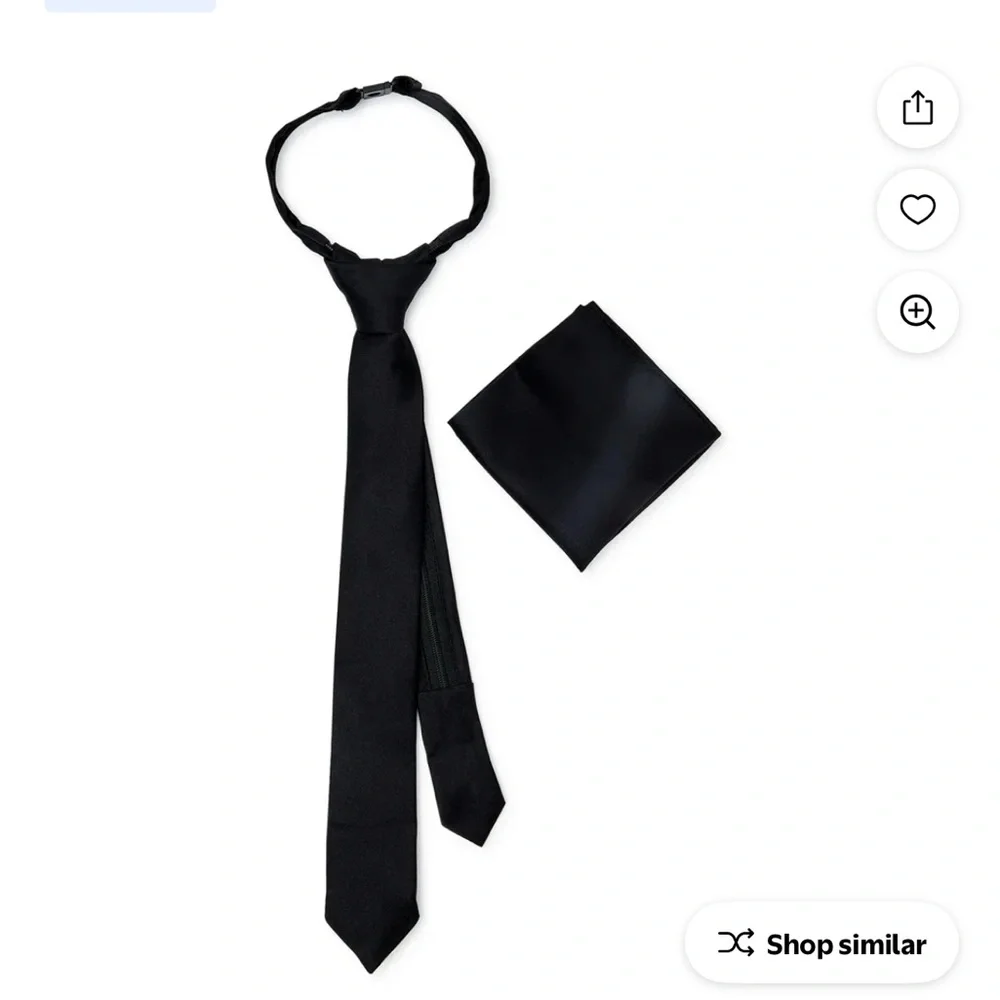 Kids Black Necktie and Pocket Square Set - Boys Accessories